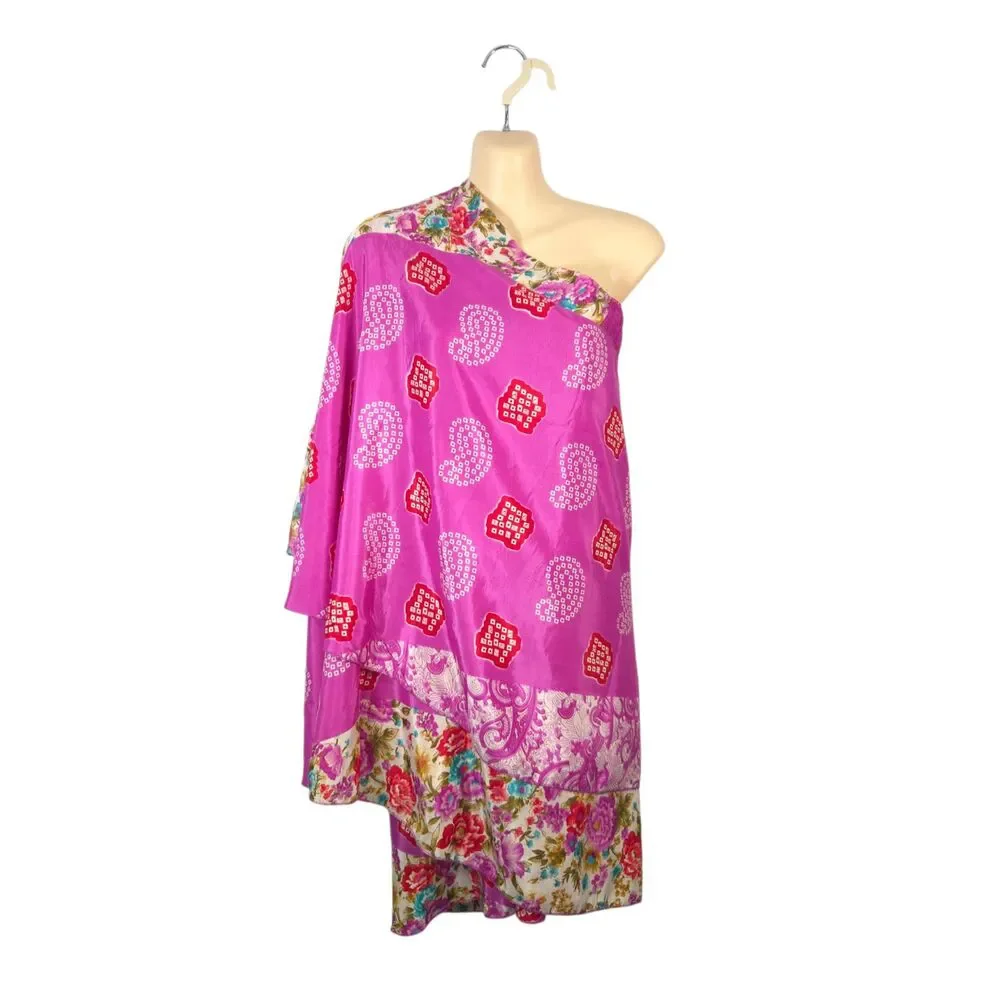 Island Republic Reversible 100% Silk Wrap Skirt Pink Floral Paisley - Picture 12 of 16